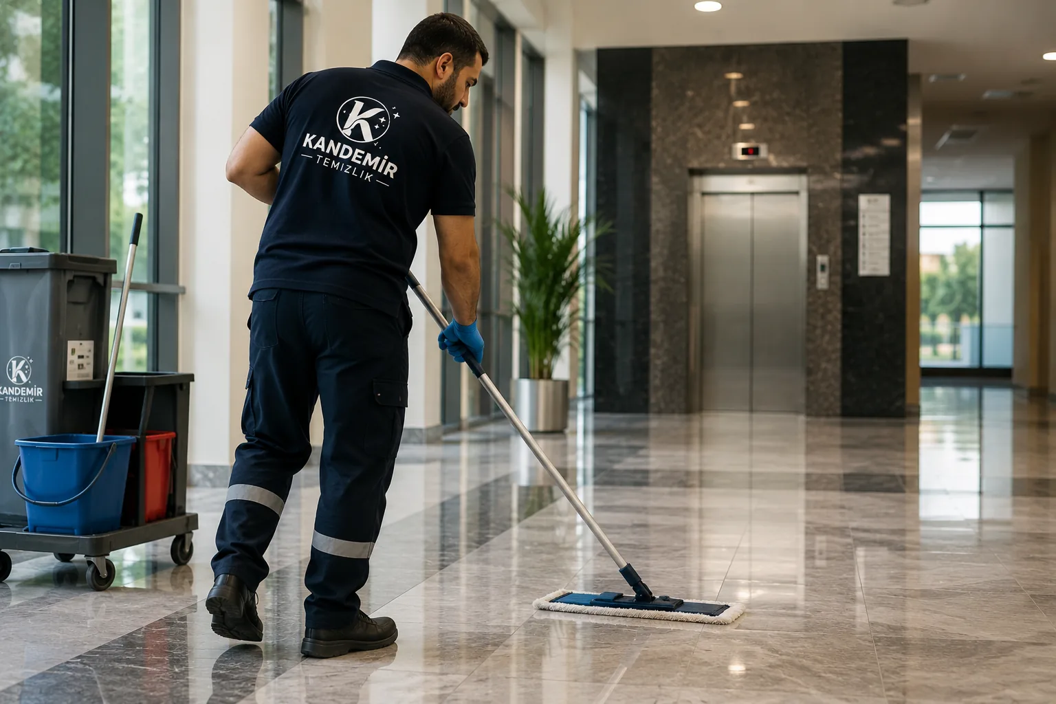 Apartman merdiveni ve ortak alanda profesyonel temizlik